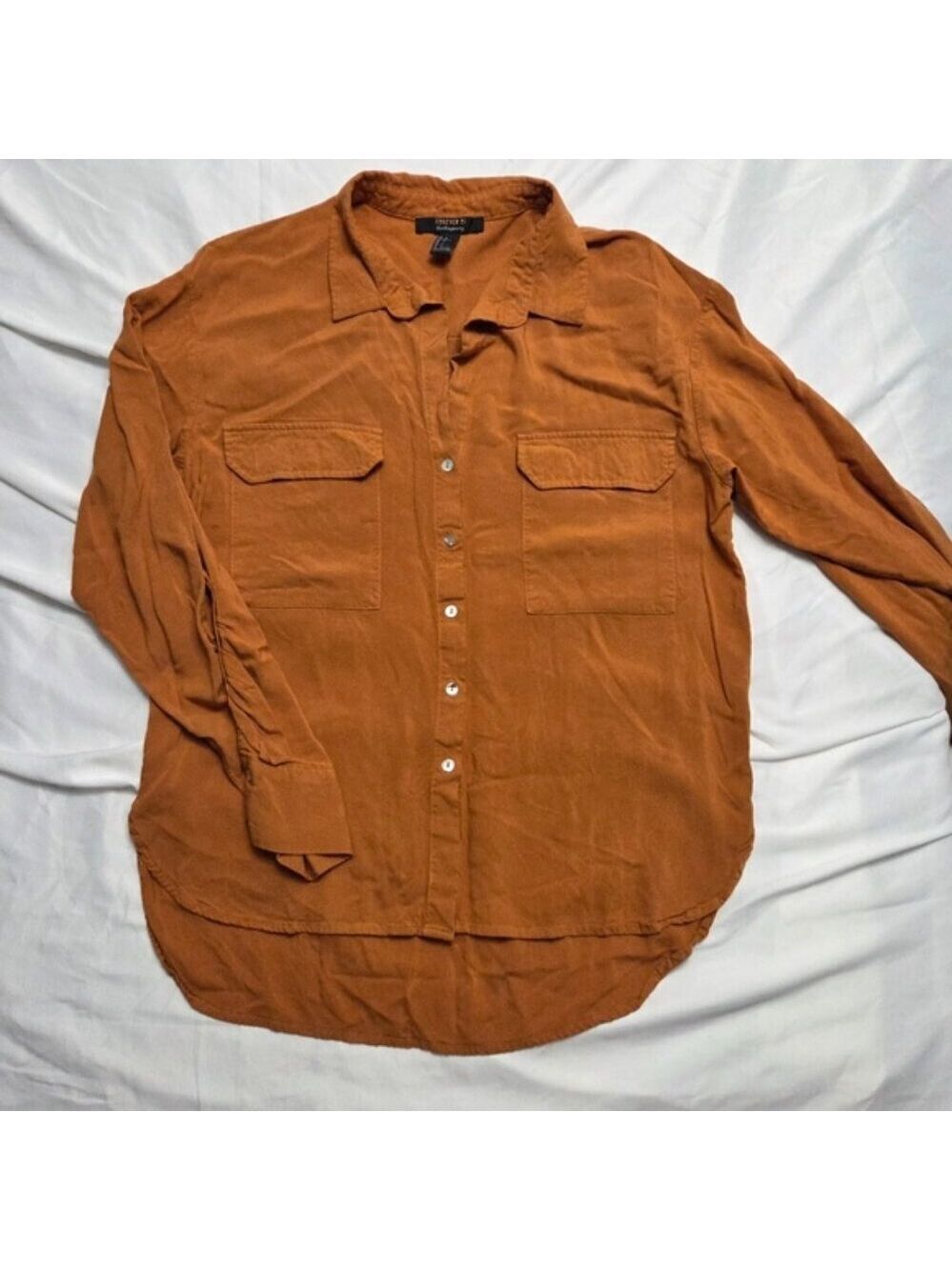 Forever 21 Utility Button Down High-Low Tunic Shirt L